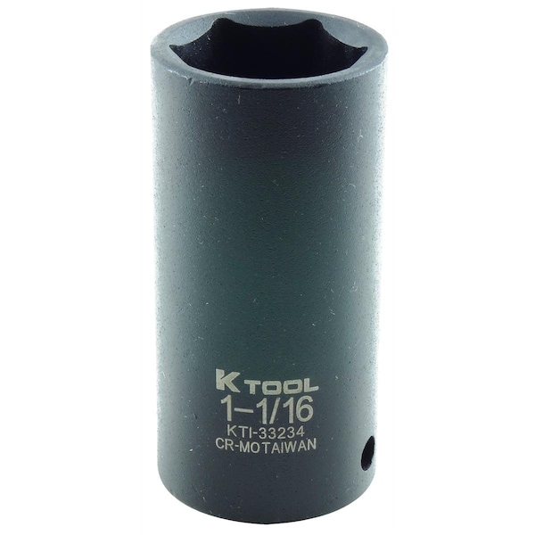 K-Tool International 1/2" Drive Impact Socket black oxide, Impact Sckt, Deep, 6 pt., 1/2"Drive, 1-1/16 KTI-33234 - main